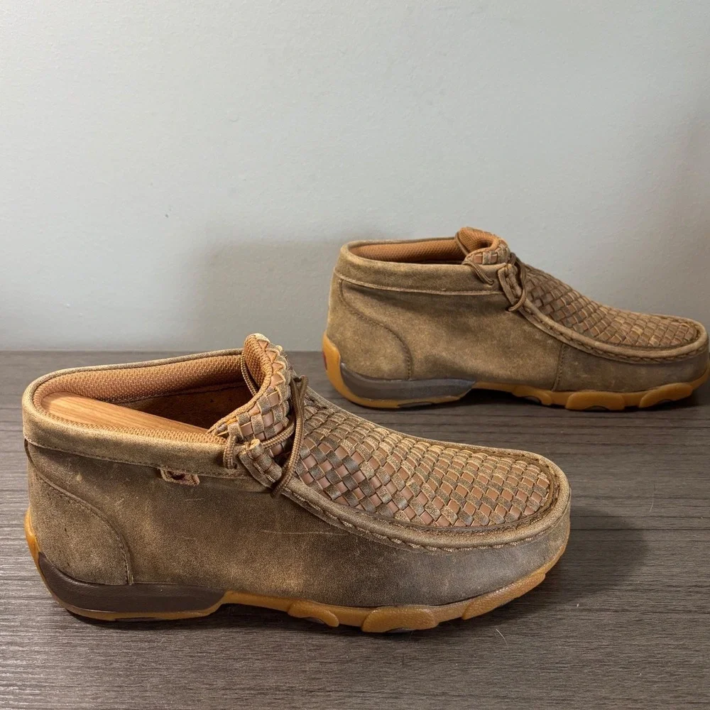 NWOT Twisted X Driving Moc Bomber Tan Patchwork Chukka‎ Boots YDMOO30 Size 6M